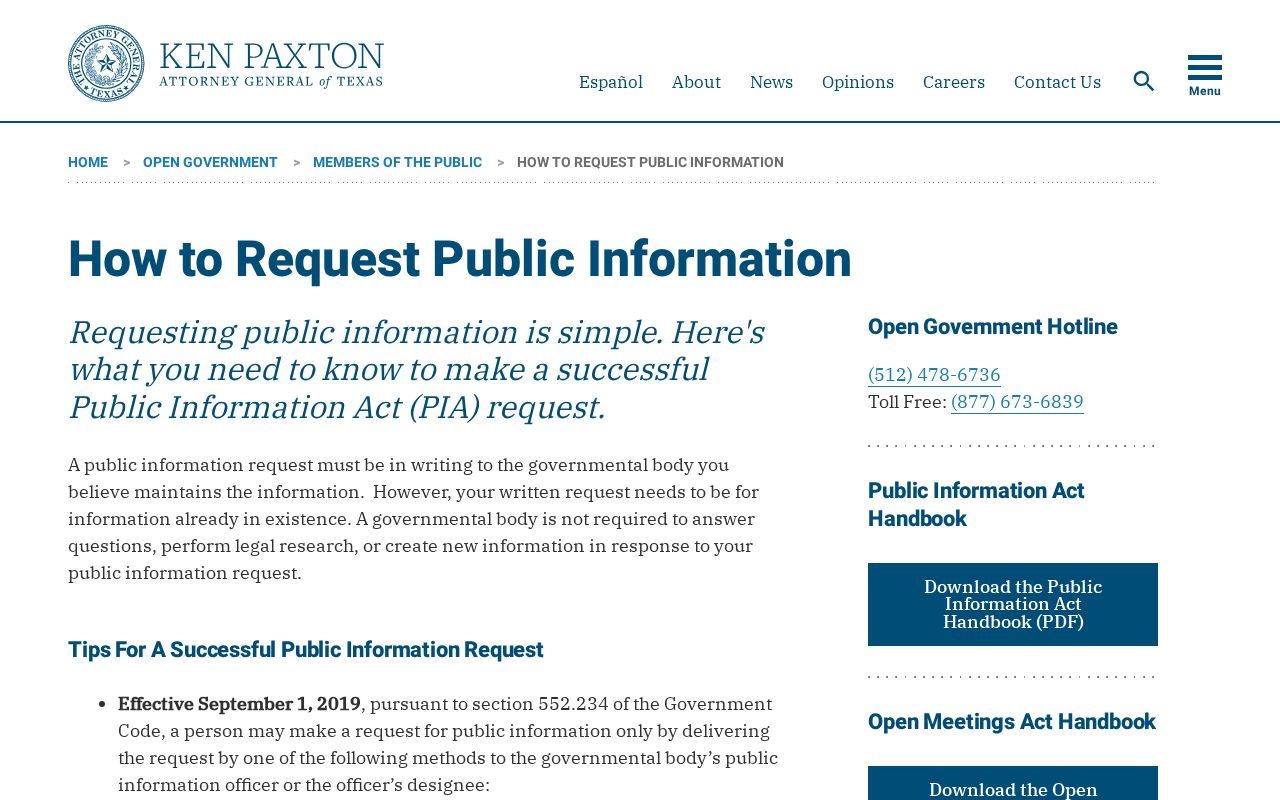Texas written public-information request instructions for booking photos