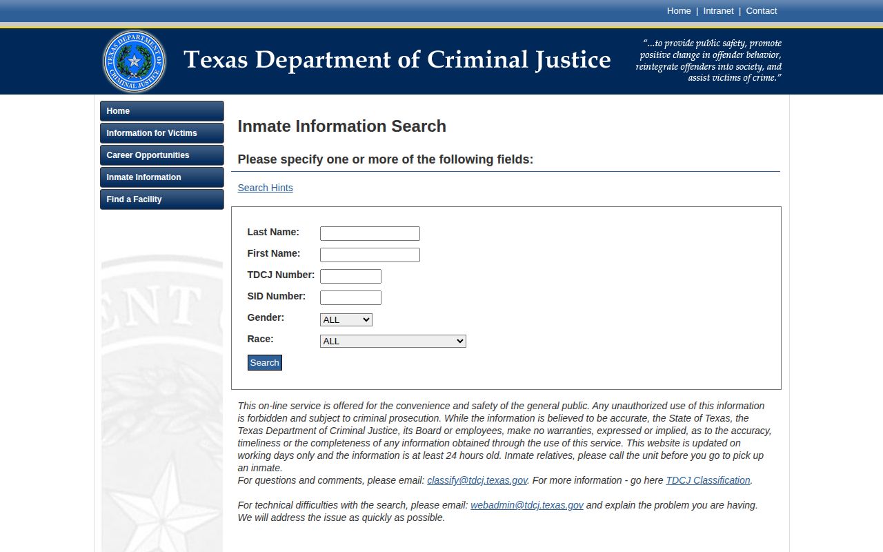 TDCJ release record source for Hamilton County detainees